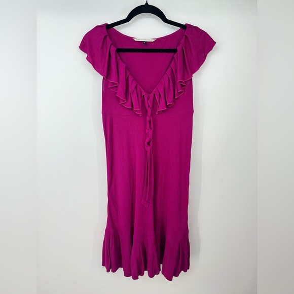 Diane Von Furstenberg Dresses & Skirts - Diana van Frustenberg Vintage Y2K Ruffled Neckline Sleeveless Midi Dress